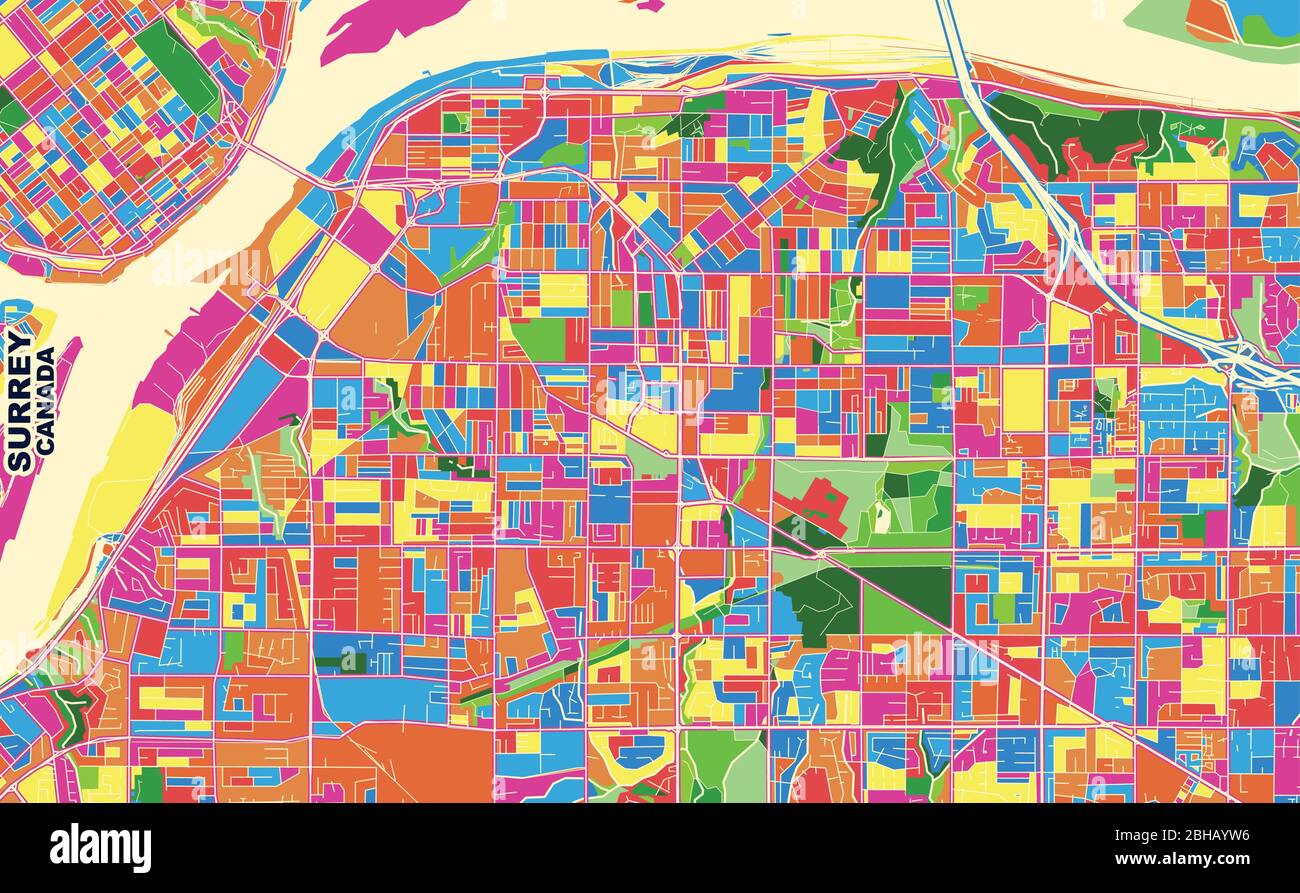Map Of Surrey Bc Colorful Vector Map Of Surrey, British Columbia, Canada. Art Map Template  For Selfprinting Wall Art In Landscape Format Stock Vector Image & Art -  Alamy