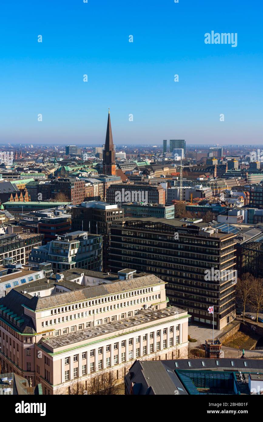 Germany Hamburg View From The Tower Of The Church Ruin St Nikolai To The Church St Jacobi In The Foreground The Former Commerzbank Ensemble Stock Photo Alamy