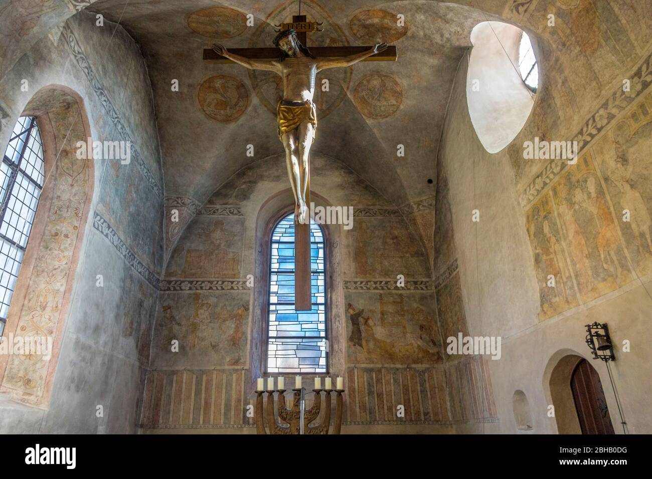 Germany, Baden-Württemberg, Veringenstadt - Veringendorf, the parish church of St. Michael, apse, frescos, Stock Photo