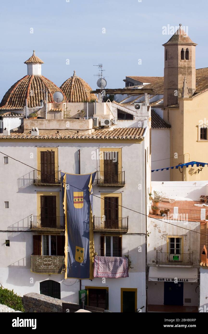 View of Dalt Vila from the Baluarte de Santa Llucía, Ibiza, Spain. Bastion Stock Photo