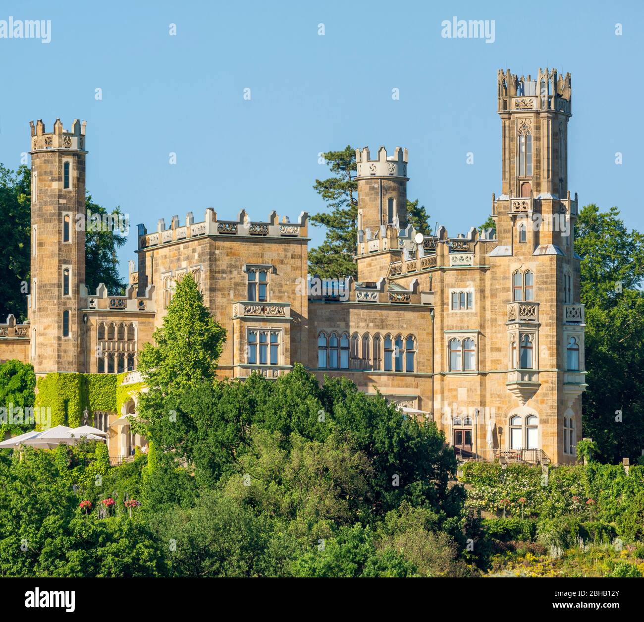 Germany, Saxony, Dresden, Schloss Eckberg (Villa Souchay) is one of the three Elbe castles. Architect: Christian Friedrich Arnold Stock Photo