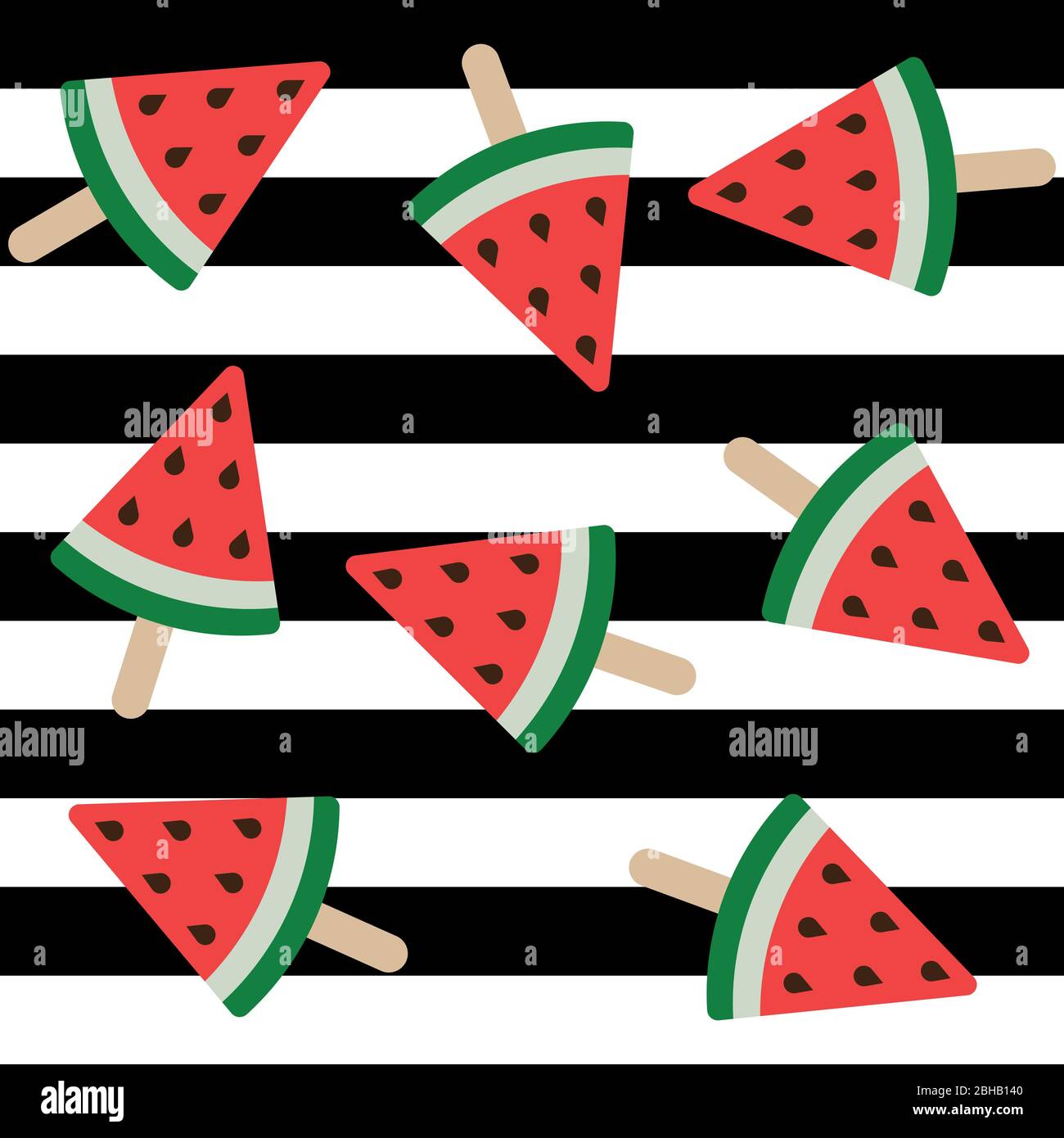 Watermelon ice cream on a stick fun pattern Stock Vector