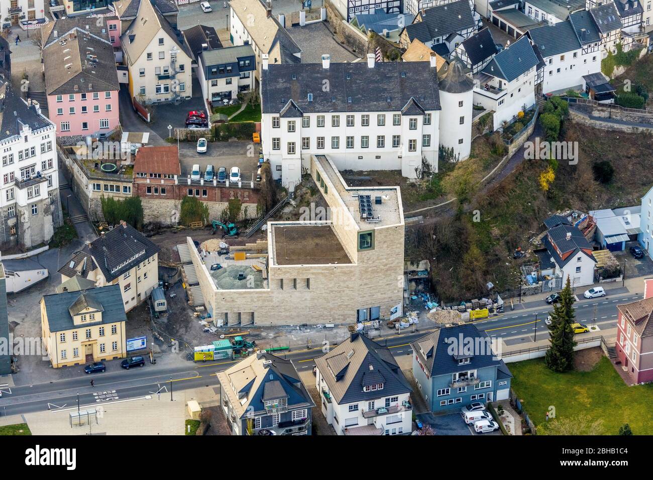 Aerial view of the new museum building Südwestfalen, Arnsberg, Sauerland, North Rhine-Westphalia, Germany. Stock Photo