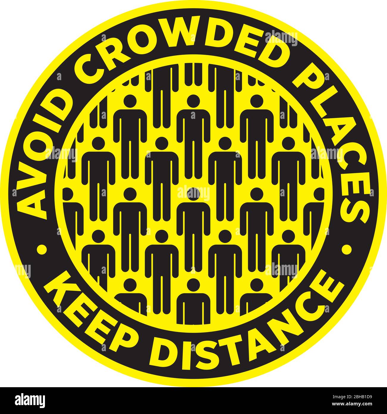 Avoid Crowded Places Keep Social Distance Sticker for help reduce the risk of catching coronavirus Covid-19. Vector sign. Stock Vector