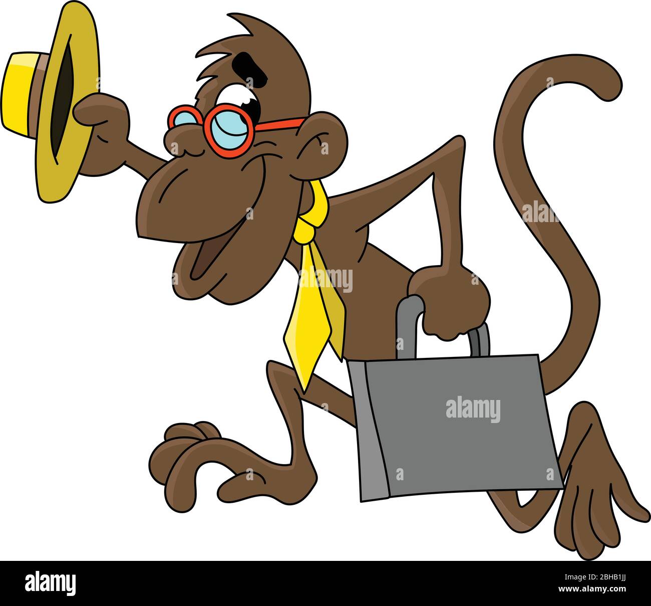 Cartoon monkey going to work vector illustration Stock Vector