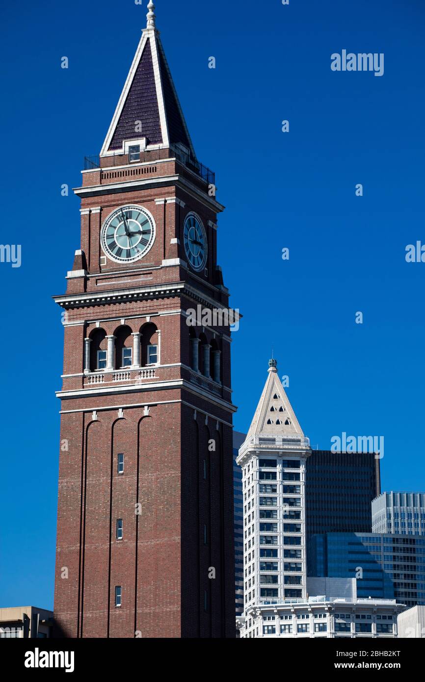 Clock tower in Seattle, Washington, USA Stock Photo Alamy