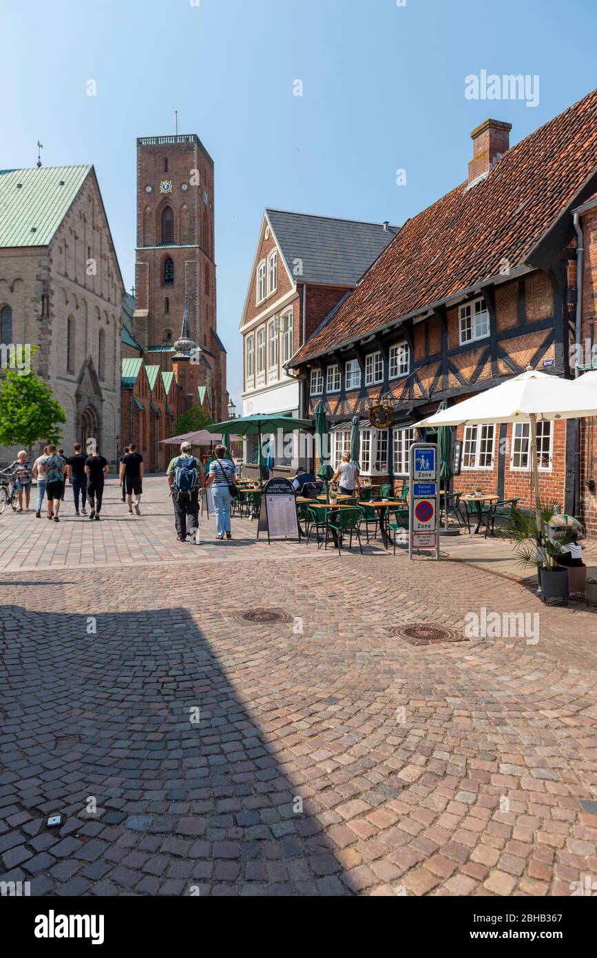 Denmark, Jutland, Ribe (oldest city of Denmark), street scene in the