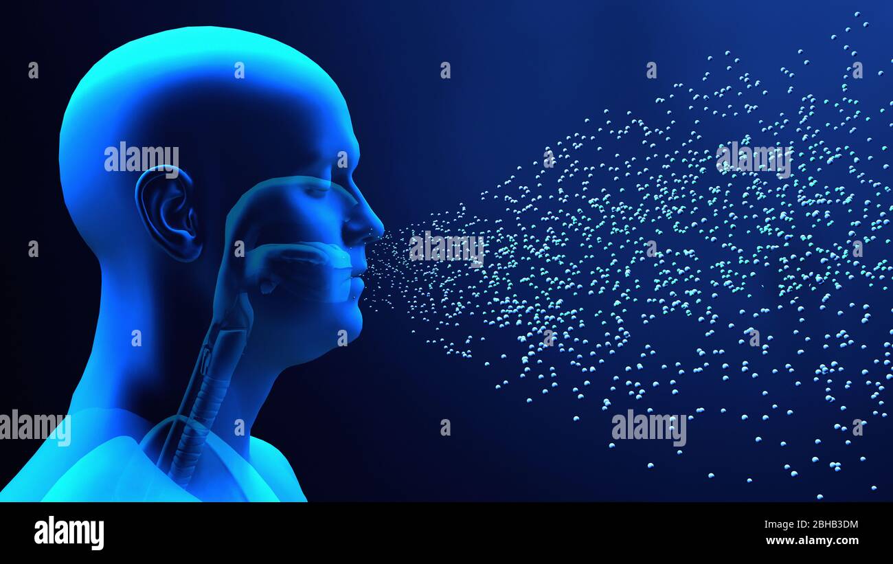 Droplet transmission of pathogens, illustration Stock Photo Alamy