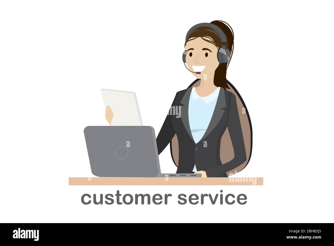online customer service concept,caucasian female behind a desk,isolated ...
