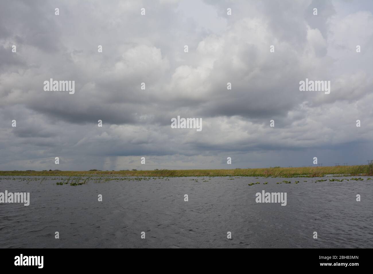 Clouds brewing in a January scene from an airboat tour in Everglades and Francis S. Taylor Wildlife Management Area, Fort Lauderdale, Florida, USA. Stock Photo