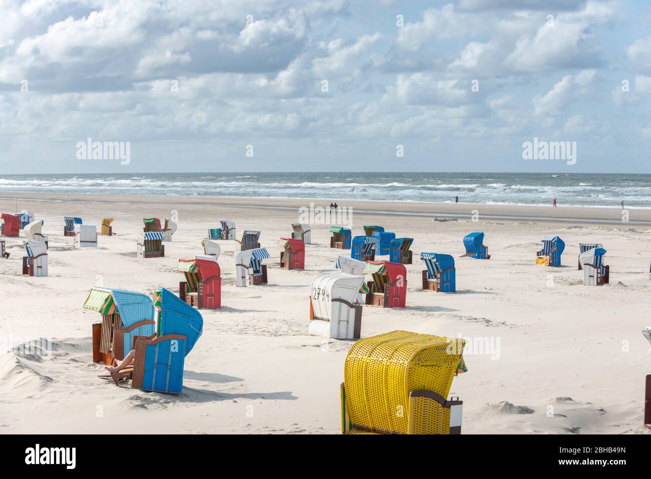 Germany, Lower Saxony, East Frisia, Juist, beach with beach chairs ...