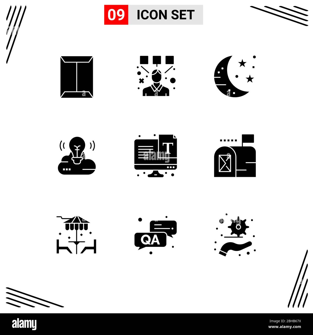Set Of 9 Modern Ui Icons Symbols Signs For Screen Cloud Creative Designer Campaign Party Editable Vector Design Elements Stock Vector Image Art Alamy