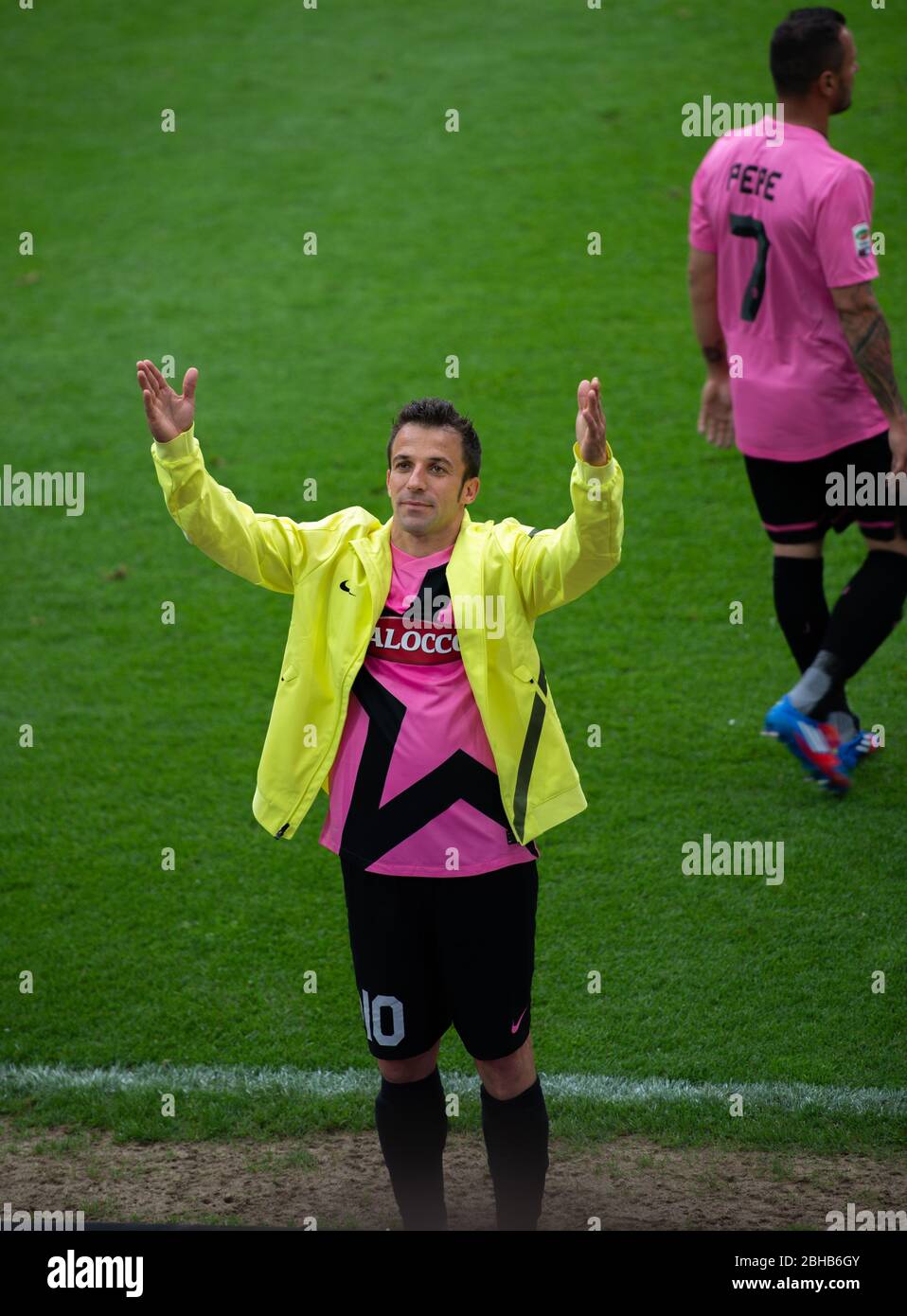 Alessandro Del Piero greeting his supporters in his last official match with Juventus Stock Photo