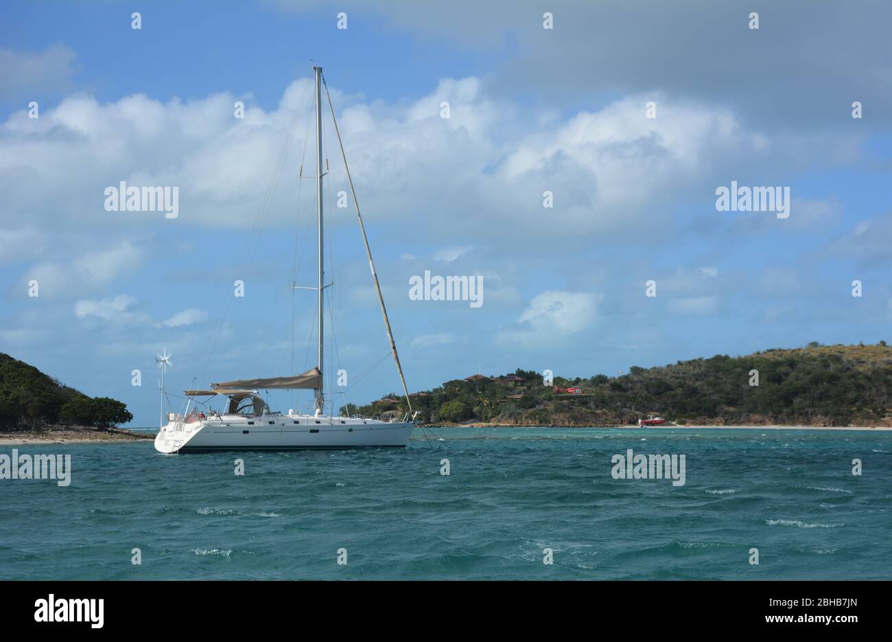 A yacht in the British Virgin Islands, Caribbean. Stock Photo