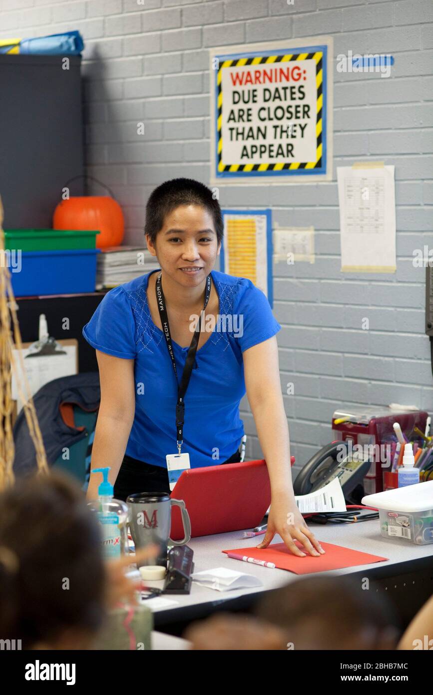 Manor Texas USA, May 11, 2010 Female high school mathematics teacher