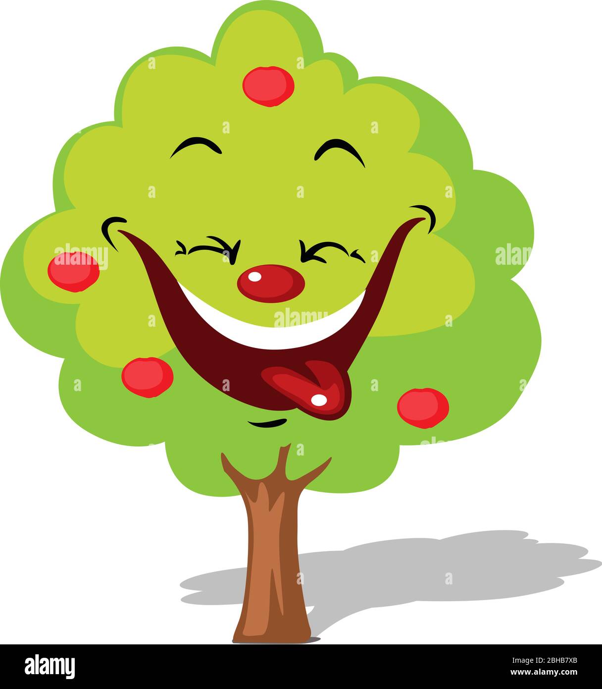 Мультяшные деревья. Дерево с зелеными смайликами. Дерево улыбается. Нарисовать дерево. Smile tree.