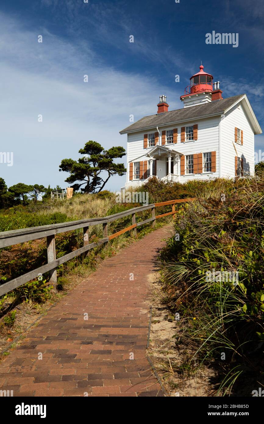 Pavement leading to Yaquina Bay Lighthouse, Newport, Oregon, USA Stock