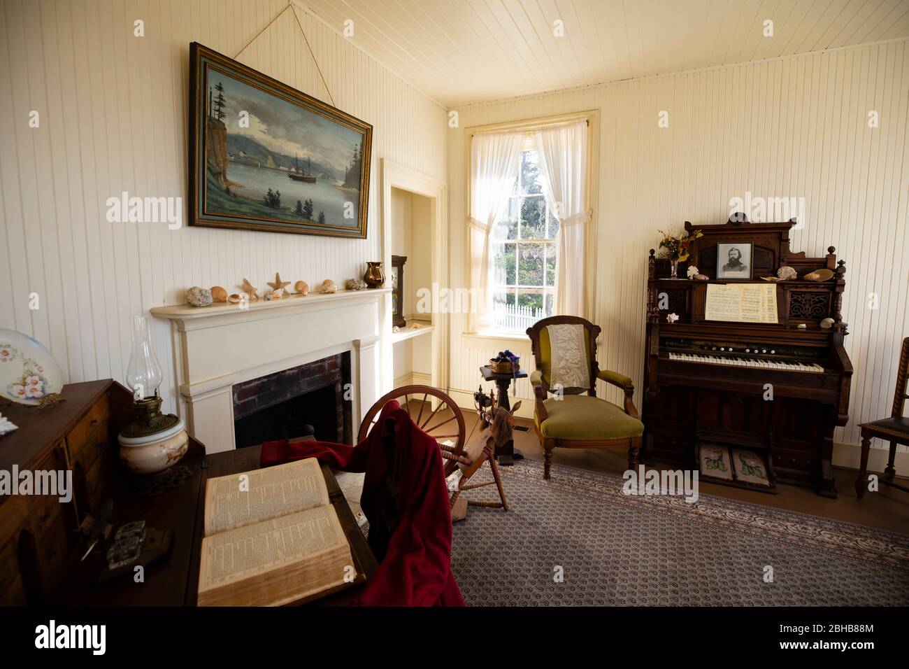 View of Yaquina Bay Lighthouse interior, Newport, Oregon, USA Stock ...