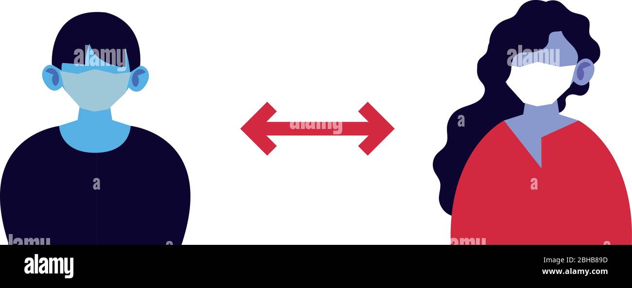 people keep social distance on white background vector illustration ...