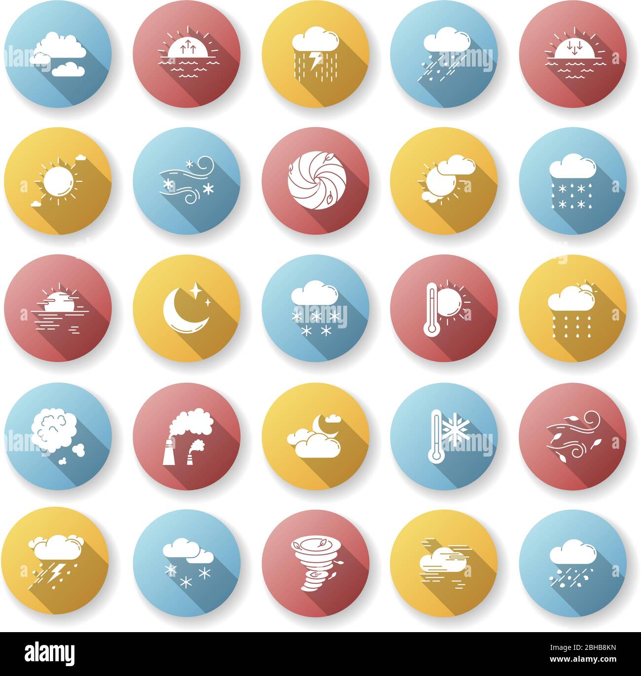 Weather flat design long shadow glyph icons set Stock Vector Image ...