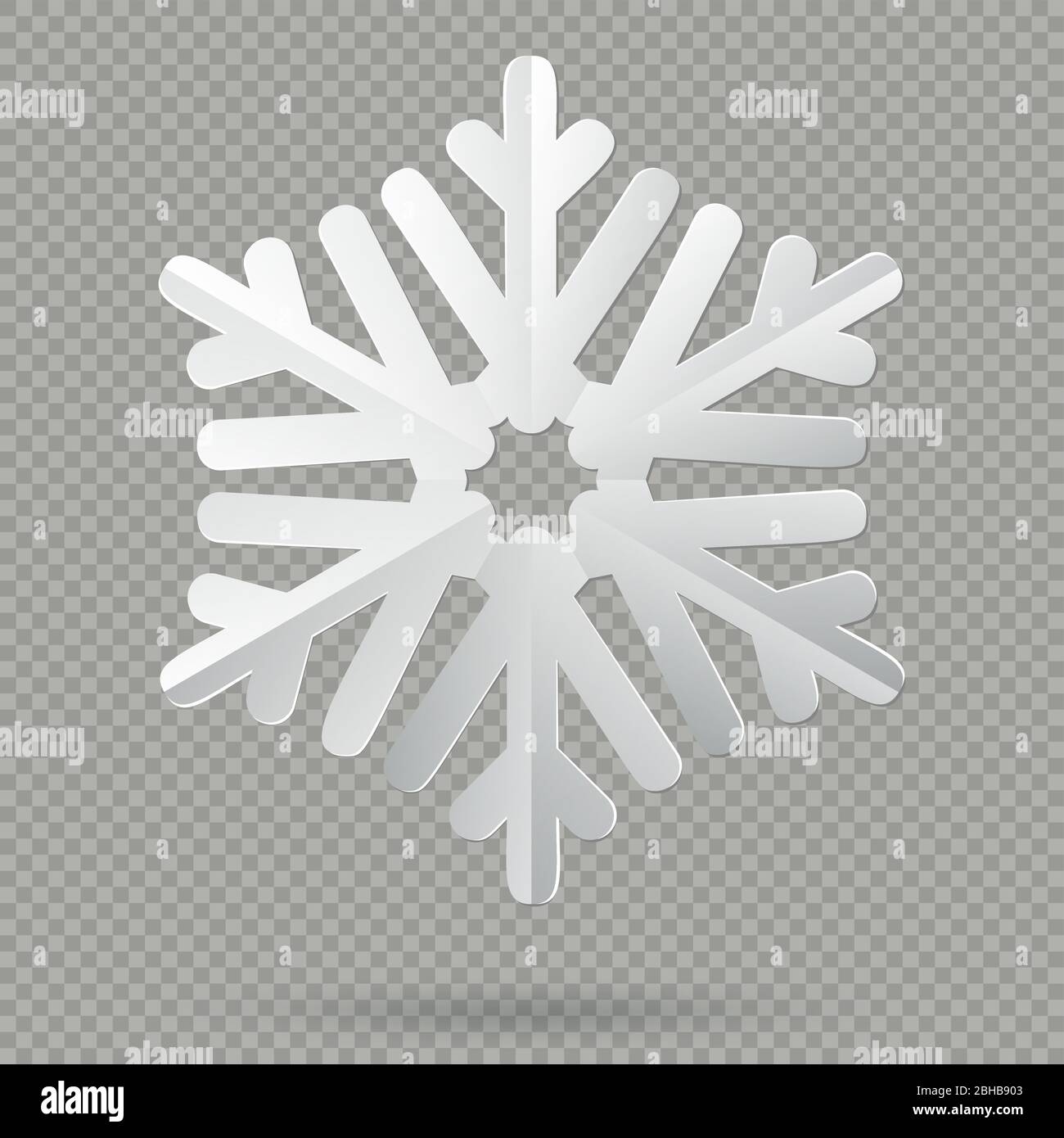 White realistic folded paper Christmas snowflake with shadow isolated ...