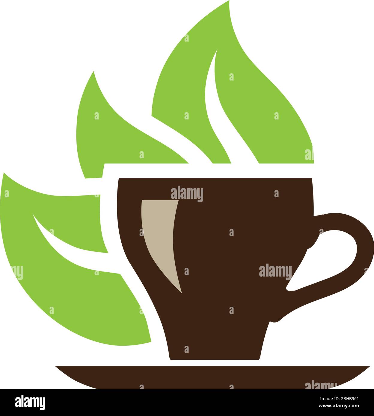 cup with green leafs Stock Vector