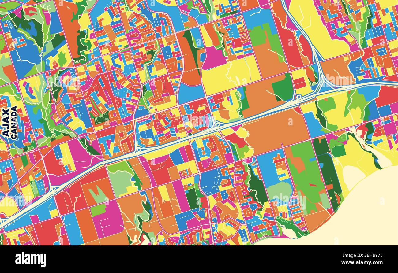 Map Of Ajax Ontario Canada Colorful Vector Map Of Ajax, Ontario, Canada. Art Map Template For  Selfprinting Wall Art In Landscape Format Stock Vector Image & Art - Alamy