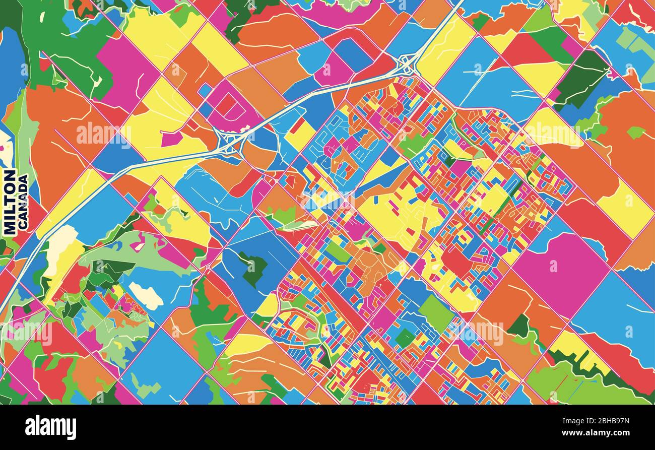 Map Of Milton Ontario Canada Colorful Vector Map Of Milton, Ontario, Canada. Art Map Template For  Selfprinting Wall Art In Landscape Format Stock Vector Image & Art - Alamy