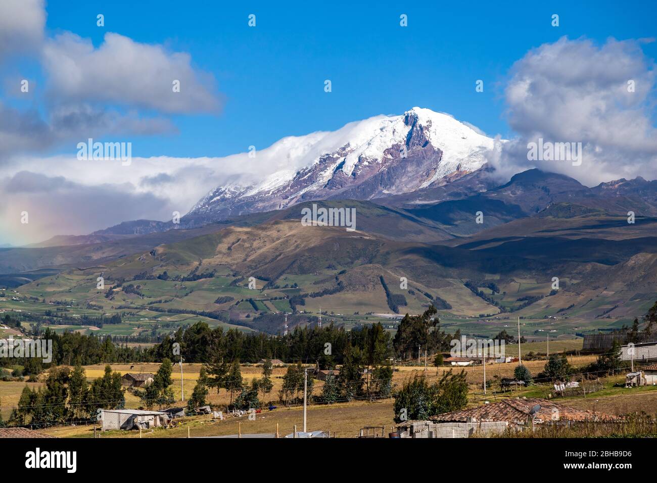 Ecuadorian Andean landscape, Cayambe volcano seen from Pesillo Stock Photo