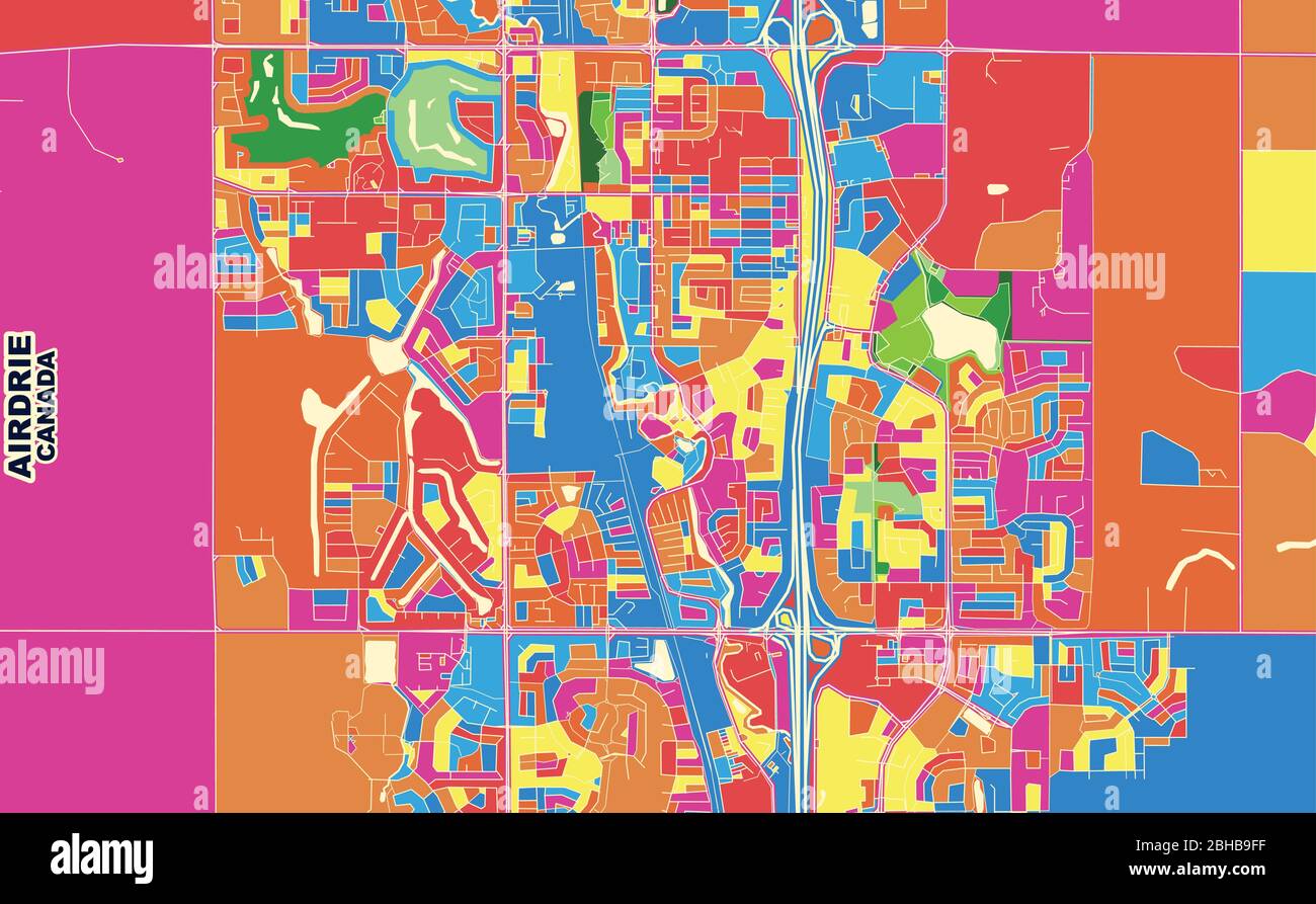 Map Of Airdrie Alberta Colorful Vector Map Of Airdrie, Alberta, Canada. Art Map Template For  Selfprinting Wall Art In Landscape Format Stock Vector Image & Art - Alamy