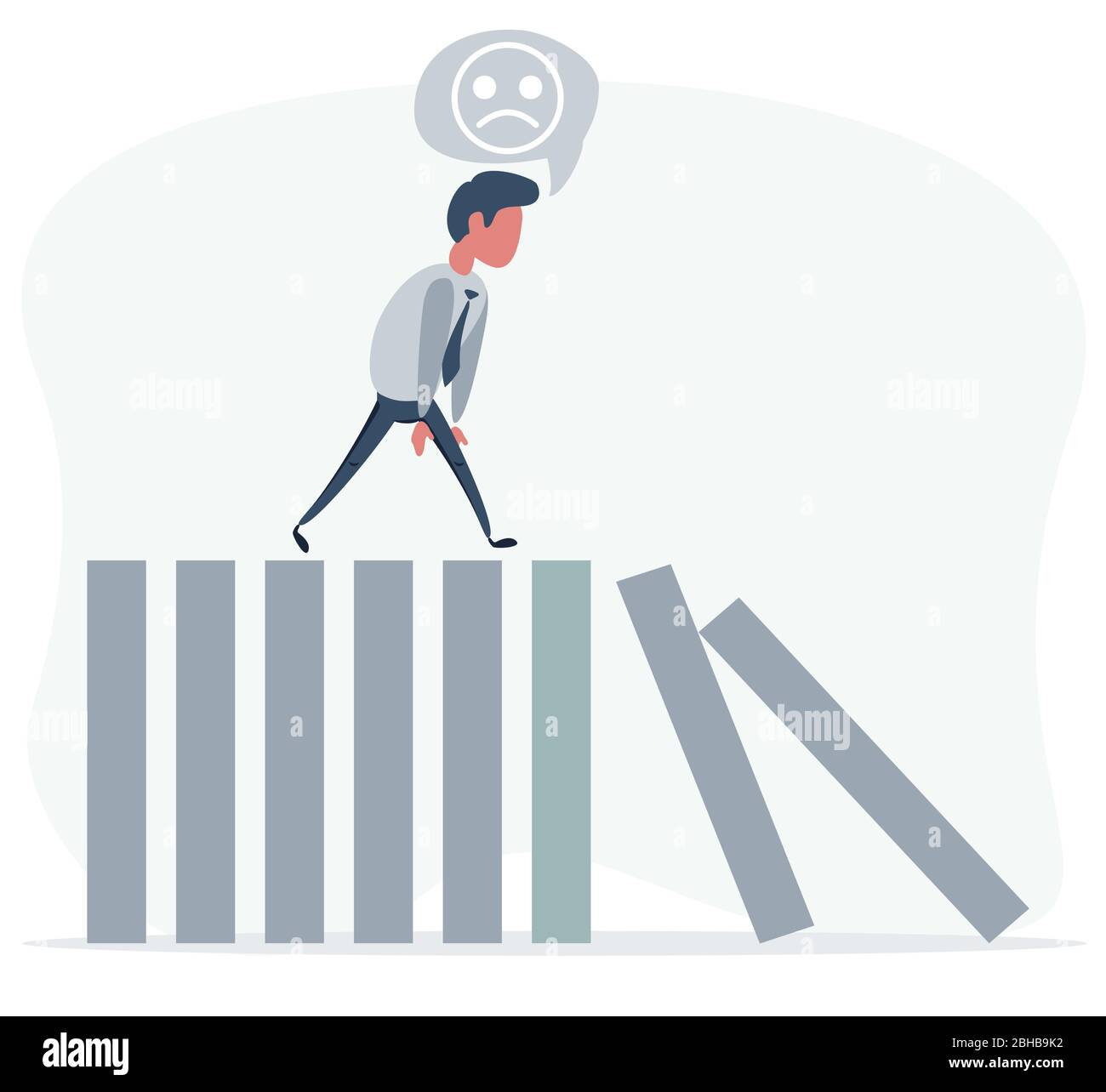 Man in a hopeless situation. Symbol of crisis, risk, management, leadership and determination. vector illustration. Stock Vector