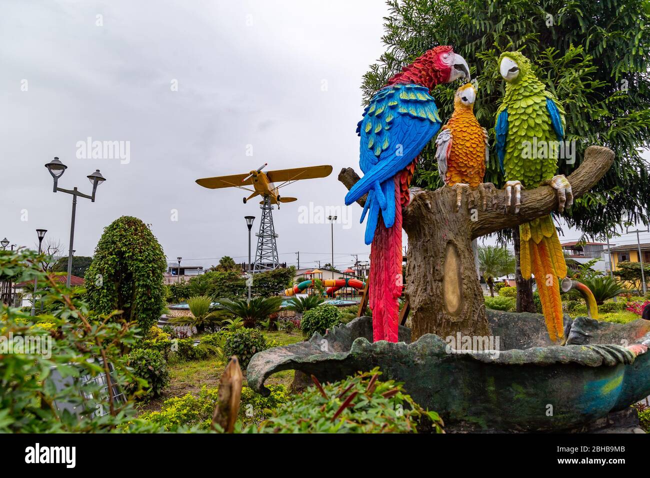 Shell, Pastaza, Ecuador, November 9, 2019: Shell Central Park, a city on the slopes of the Ecuadorian Andes, where there was one of the first airstrip Stock Photo