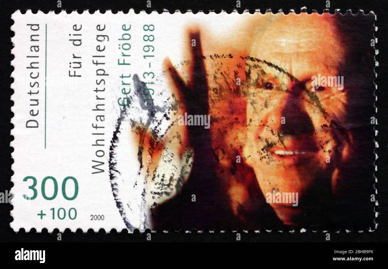 GERMANY - CIRCA 2000: a stamp printed in the Germany shows Karl Gerhart Frobe, Film Actor, circa 2000 Stock Photo