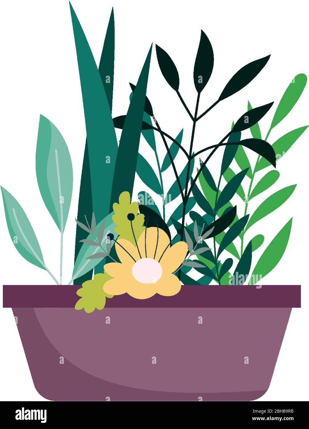 potted flower plants decoration isolated icon on white background ...