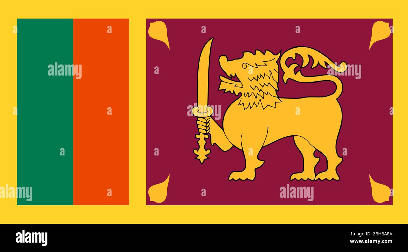 closeup flag of Sri Lanka Stock Vector