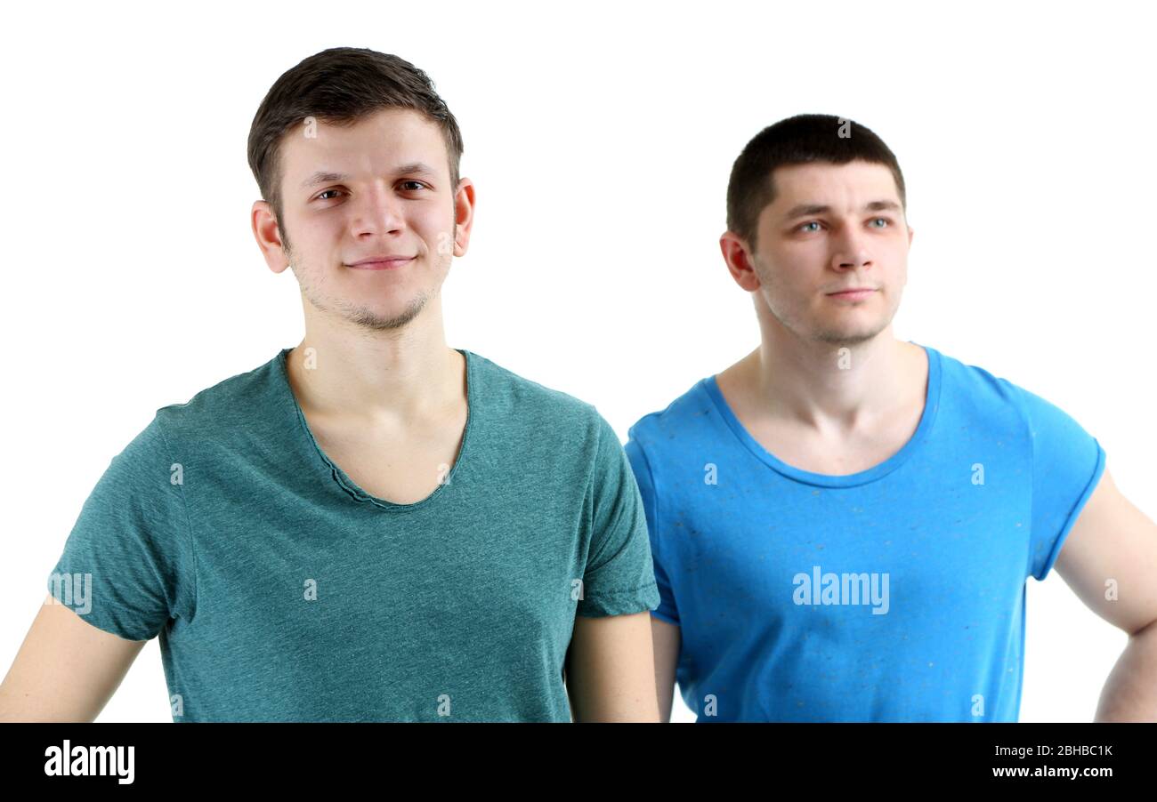 Two handsome young men isolated on white Stock Photo - Alamy