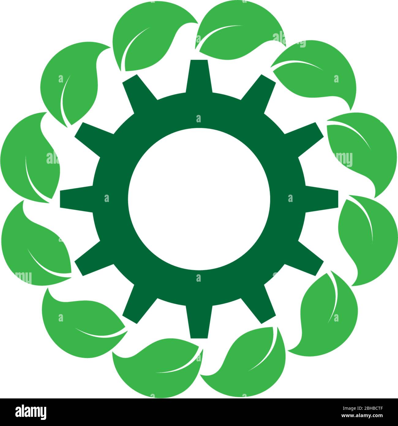 Combination of gear and green leaf logo icon illustation Stock Vector ...