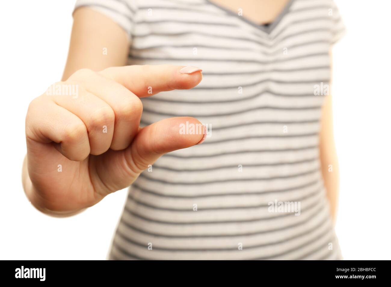 Female hand gesture isolated on white background Stock Photo - Alamy