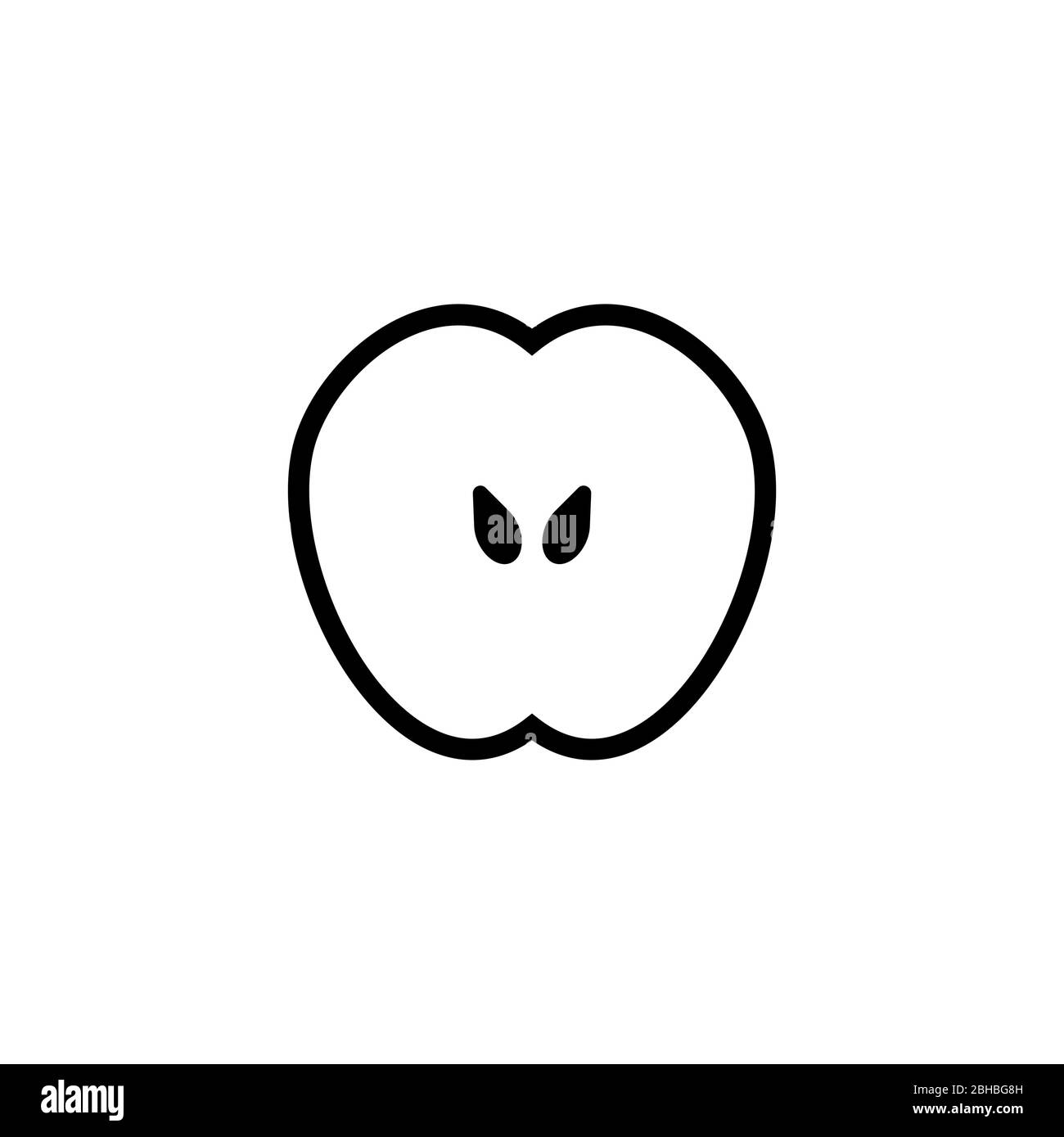 Apple half icon or flat linear sign on white Stock Vector