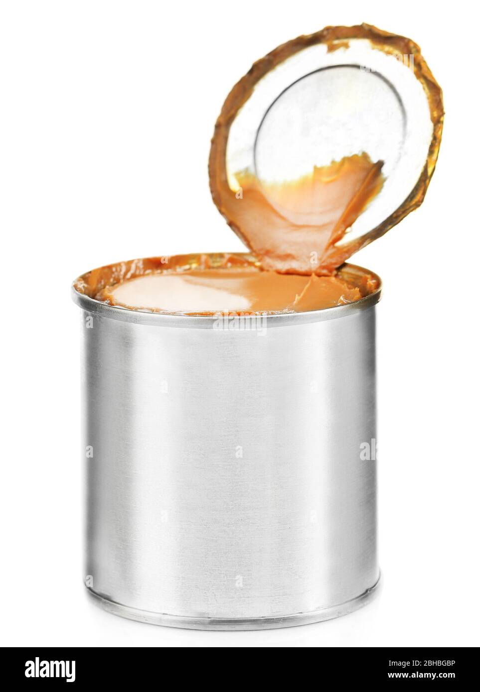 Can of boiled condensed milk isolated on white Stock Photo Alamy