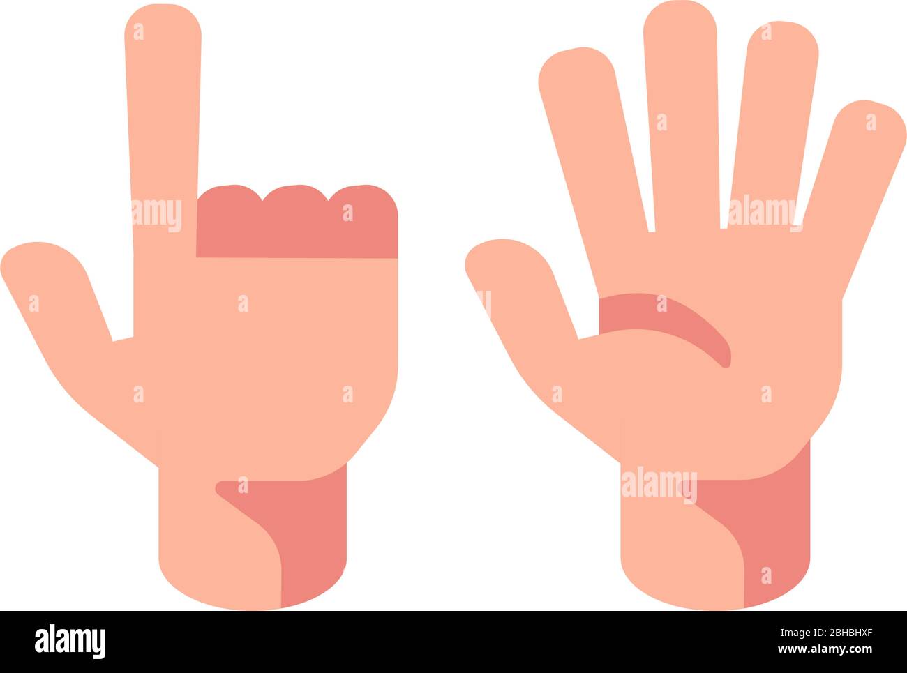 Two Hands Flat Illustration Open Palm And Pointed Finger Icons Stock Vector Image Art Alamy