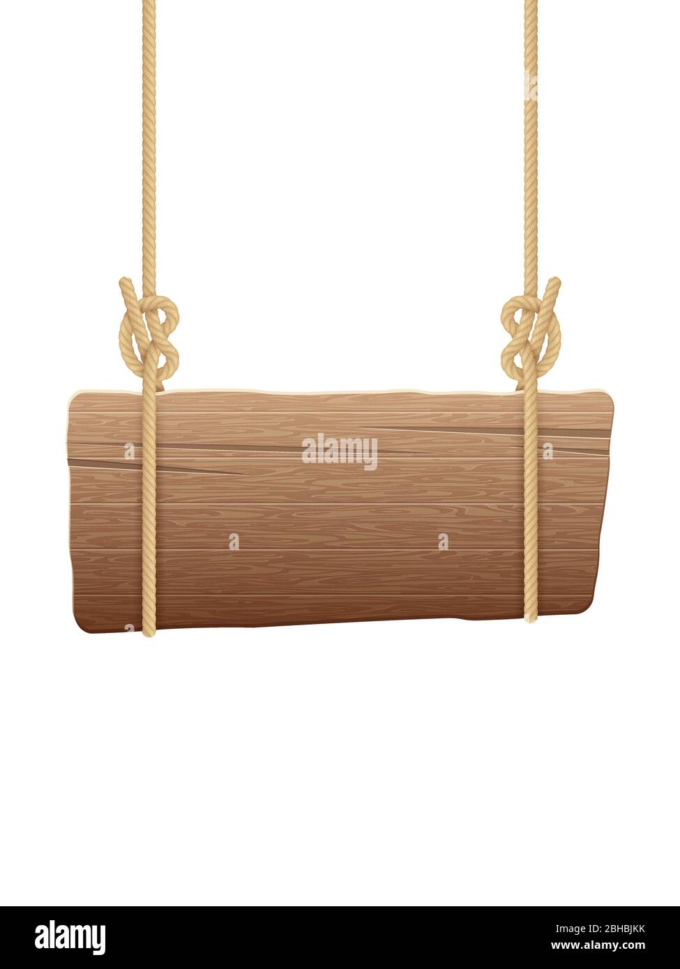 Wooden singboard hanging on ropes. EPS 10 vector Stock Vector