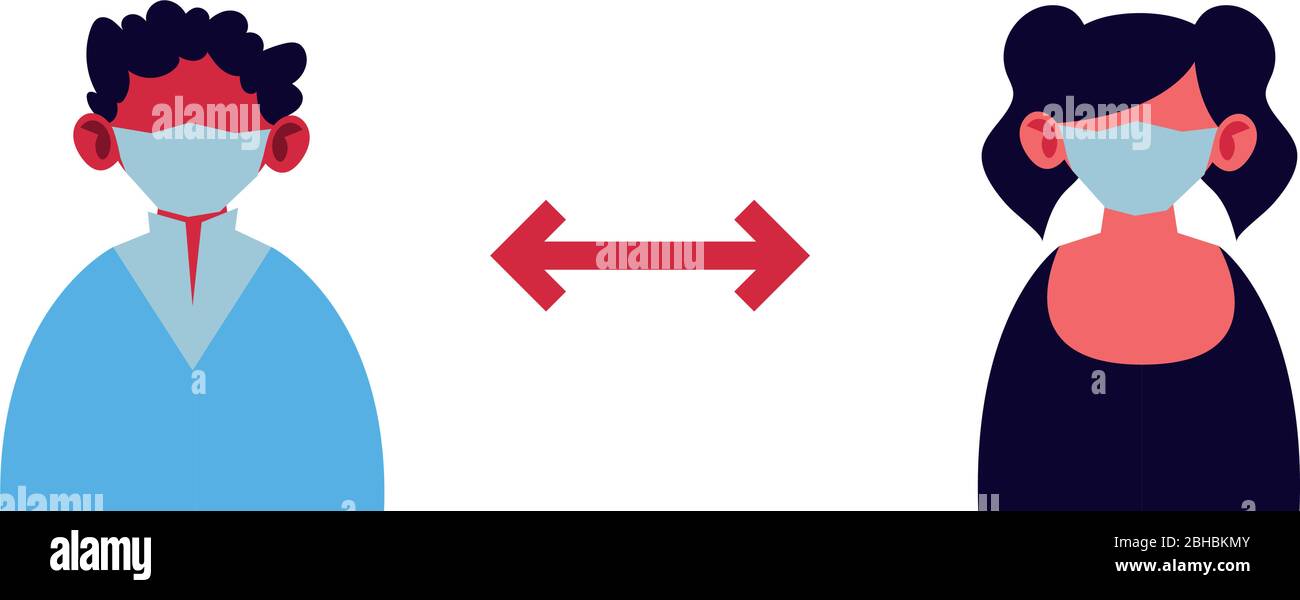 people keep social distance on white background vector illustration ...