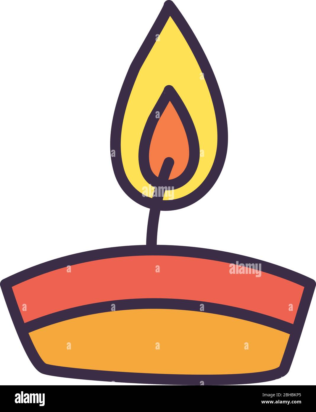 Candle fill style icon design, Fire flame candlelight light spirituality burn and decoration theme Vector illustration Stock Vector