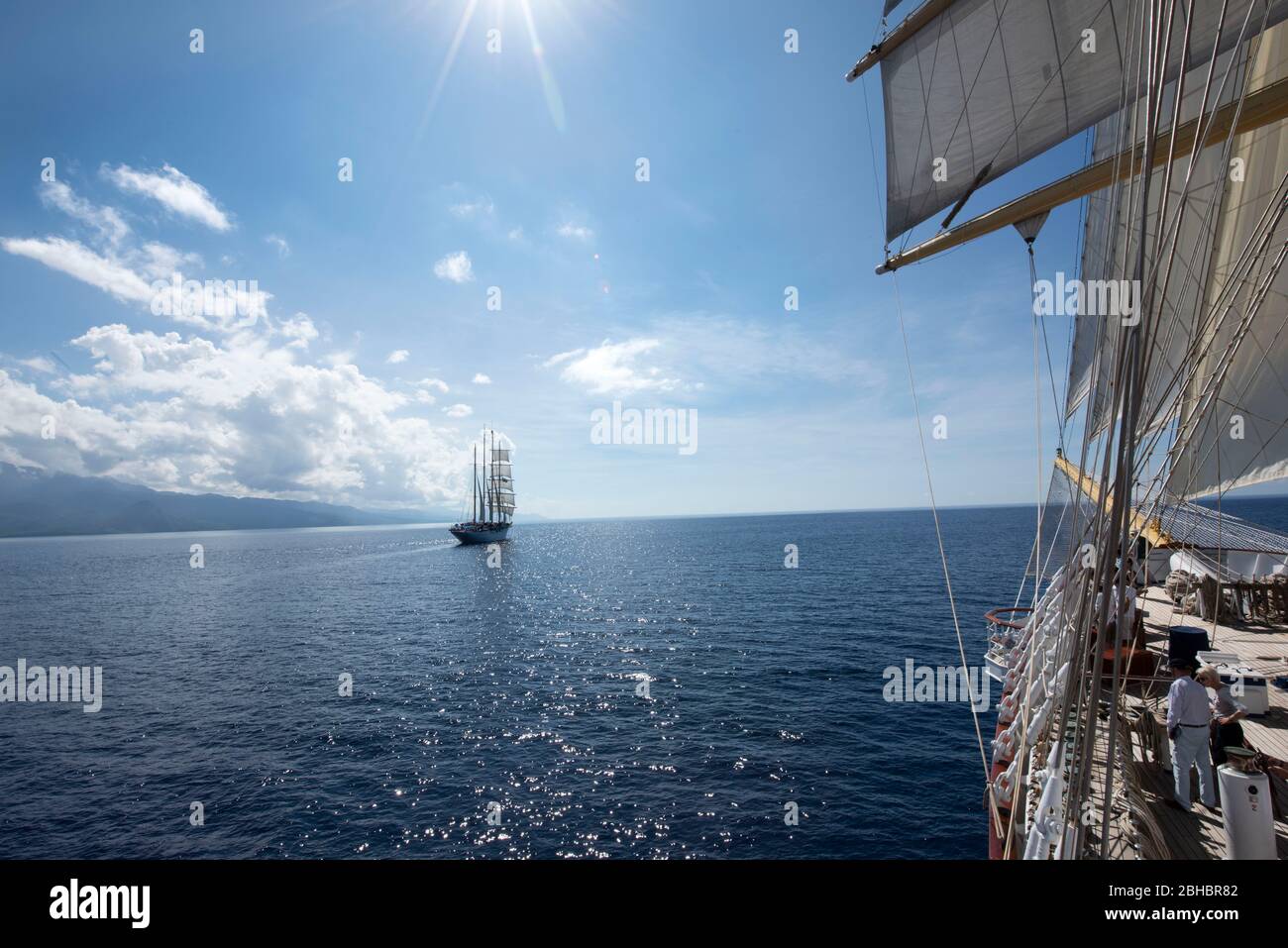 Caribbean, Dominica. Star Clipper sailing ship Stock Photo Alamy
