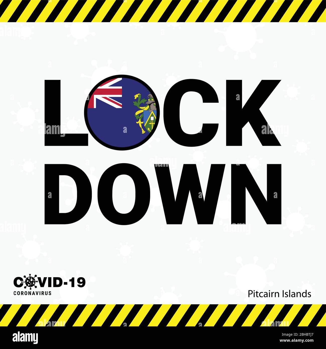 Coronavirus Pitcairn Islnand Lock DOwn Typography with country flag. Coronavirus pandemic Lock Down Design Stock Vector