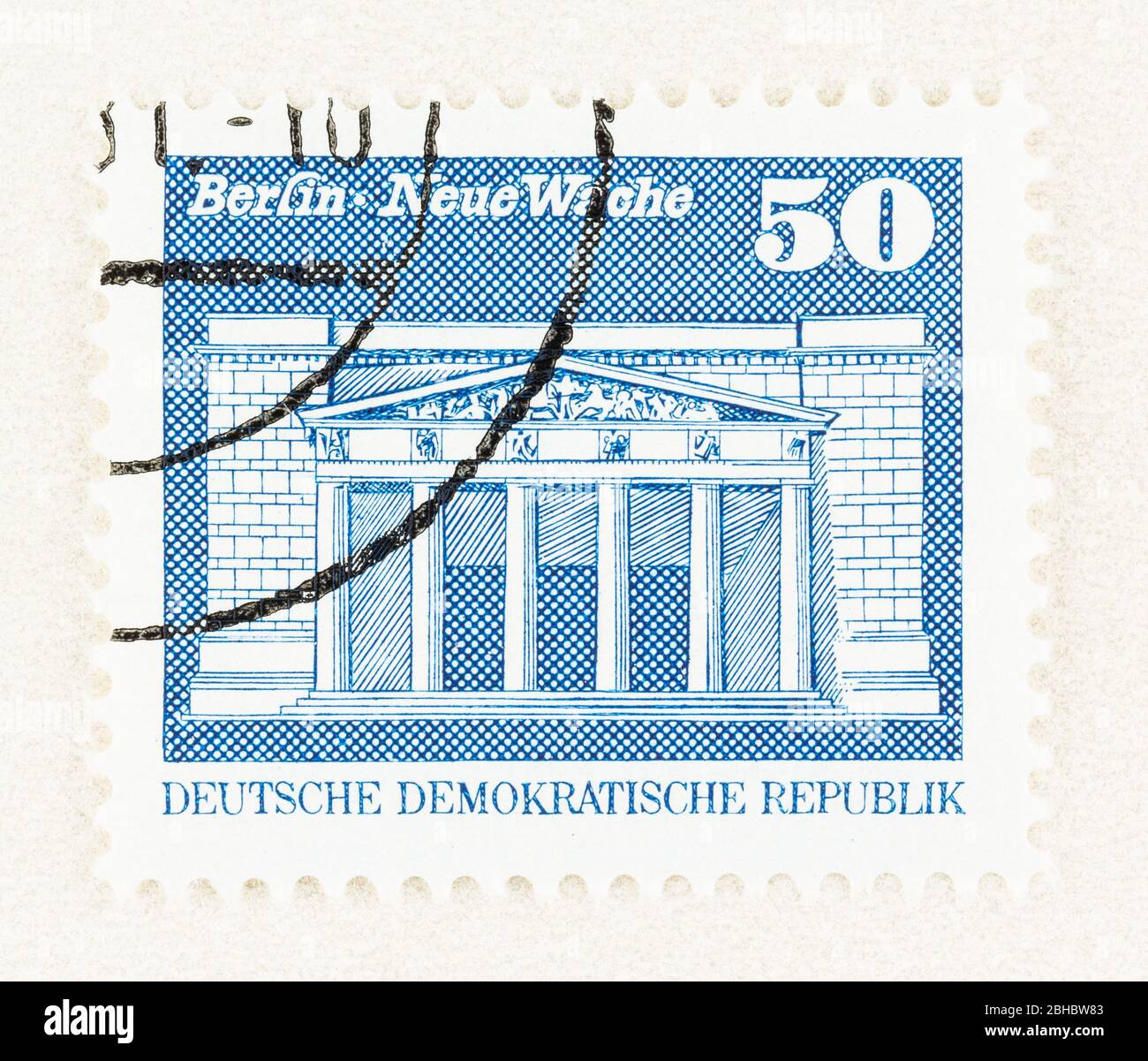 SEATTLE WASHINGTON - April 23, 2020: Small format stamp featuring the New Guardhouse in Berlin, commemorating construction in DDR. Stock Photo