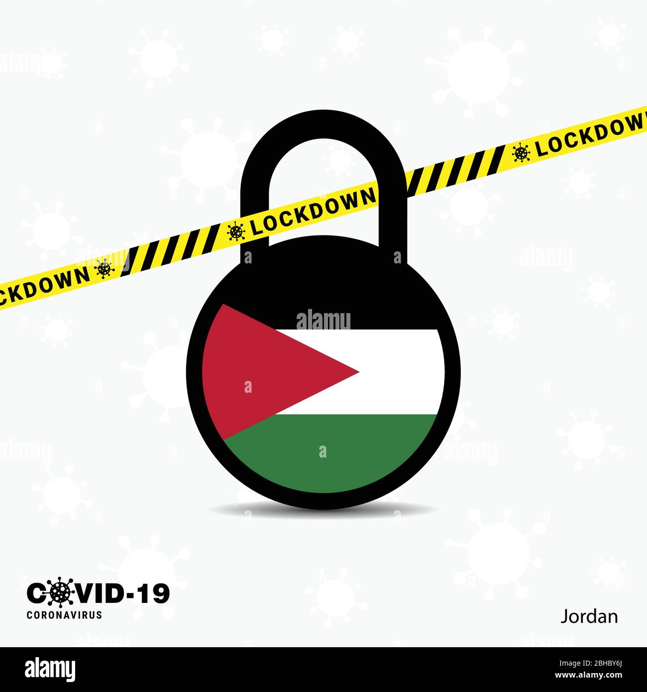 Jordan Lock DOwn Lock Coronavirus pandemic awareness Template. COVID-19 Lock Down Design Stock Vector