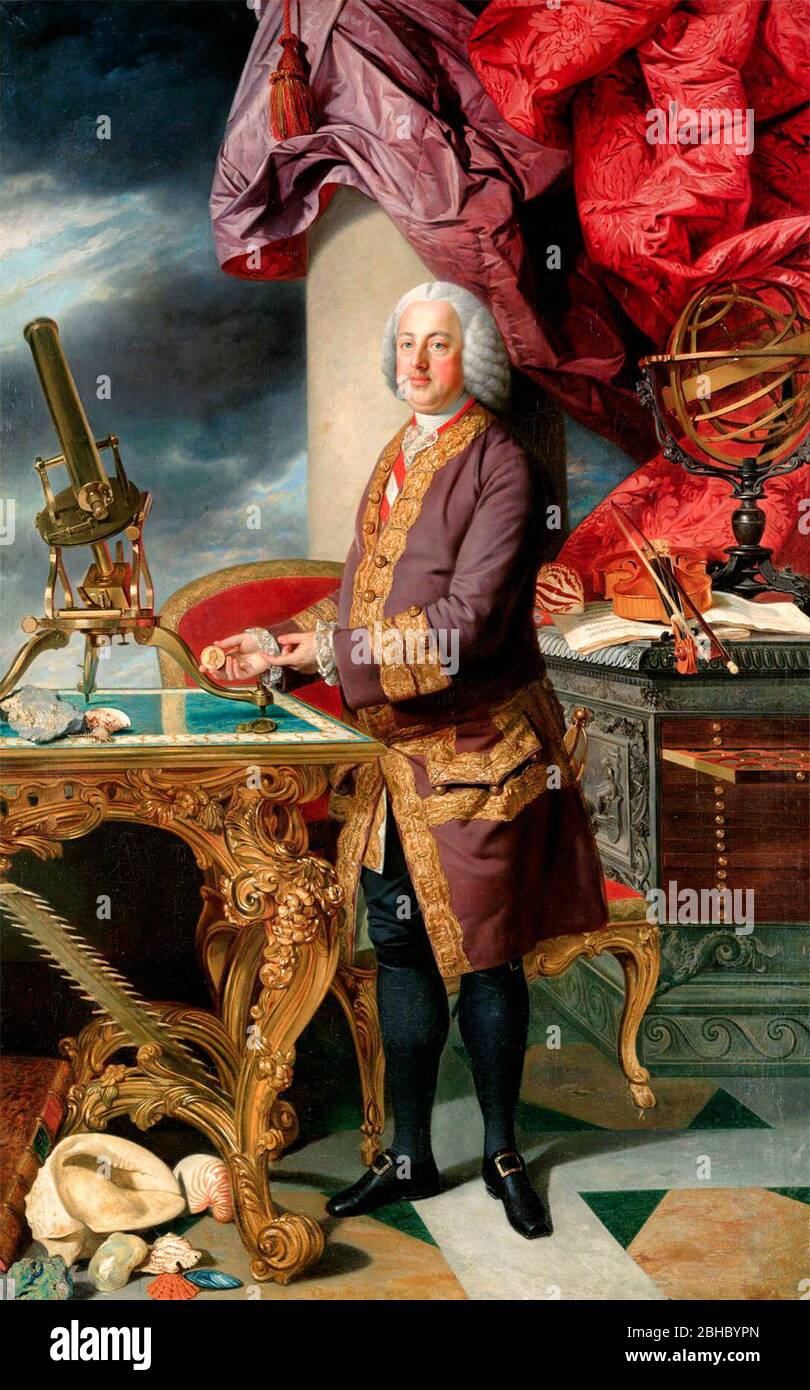 Duke Franz Stephan I of Lorraine (1708-1765), in full figure in his natural history collections - Johann Zoffany, circa 1776 Stock Photo