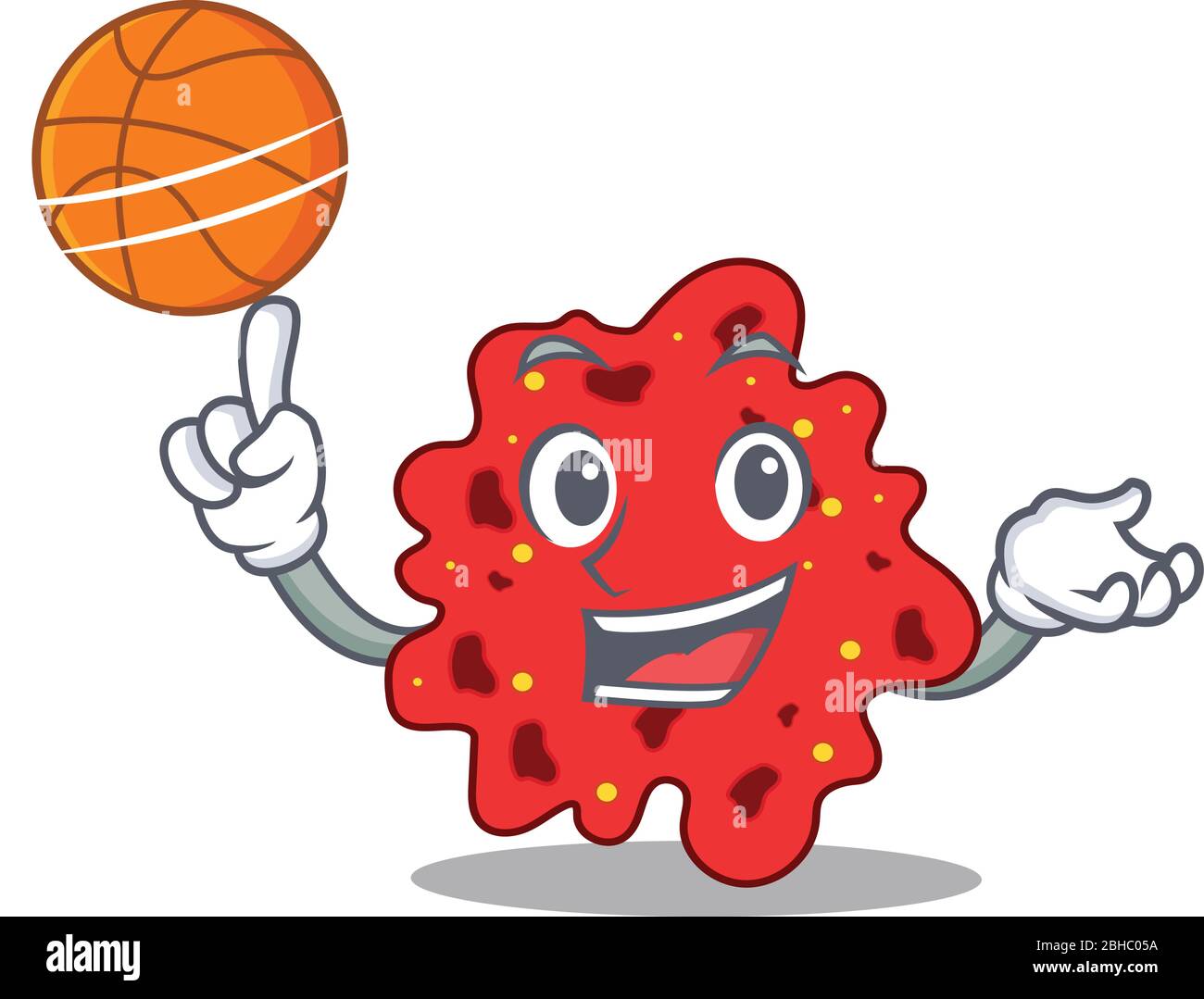 Gorgeous streptococcus pneumoniae mascot design style with basketball Stock Vector